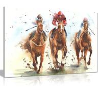 Horse Racing Watercolour Canvas Wall Art Picture Print (18x12)