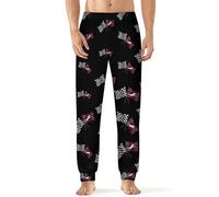 Horse Racing White Black Checkered Flag Men's Pajama Pants Lightweight Pjs Bottoms Lounge Pants Sleepwear Soft