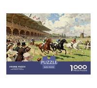 Horse Racing Wooden Jigsaw Puzzle Waterproof 1000 Piece Puzzles for Adults Challenging And Brainteasing Home Decoration