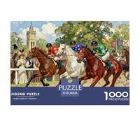 Horse Racing Wooden Jigsaw Puzzle Waterproof 1000 Piece Puzzles for Adults Colourful Educational Games