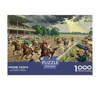 Horse Racing Wooden Jigsaw Puzzle Waterproof 1000 Piece Puzzles for Adults Gifts Challenging And Brainteasing Home Decoration
