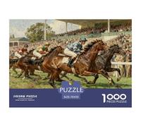 Horse Racing Wooden Jigsaw Puzzle Waterproof 1000 Piece Puzzles for Adults Gifts Impossible Educational Games