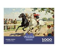 Horse Racing Wooden Jigsaw Puzzle Waterproof 1000 Piece Puzzles for Adults Impossible Challenging Games