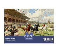 Horse Racing Wooden Jigsaw Puzzle Waterproof 1000 Piece Puzzles for Adults Impossible Challenging Games