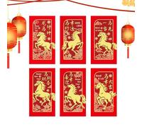 Horse Red Envelope Set, 6 Pieces 2026 Cute Horse Pattern Money Pockets, Chinese New Year Hong Bao for Adults Lovers Friends Mom Dad Kids, Festive Lunar New Year Gift Envelopes, Paper Material