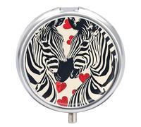 Horse Red Heart Pill Case Box with 3 Compartment Medicine Vitamin Organizer for Purse Pocket 5x5cm