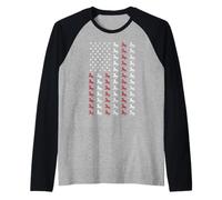Horse Red White and Blue American Flag Equestrian #25D14 Raglan Baseball Tee