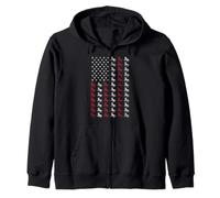 Horse Red White and Blue American Flag Equestrian #25D14 Zip Hoodie