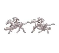 Horse & Rider Cufflinks - Onyx Art CK400 Horse Riding Jockey Men's Novelty Cuffs In Premier Life Packaging