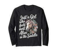 Horse Rider Horseback Riding for Equestrian Floral Girls Long Sleeve T-Shirt