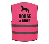 Horse & Rider Kids Hi Vis Vest Children's High Visibility Reflective Safety Waistcoat Horse Riding Equine, Add child's name to the front, Personalised