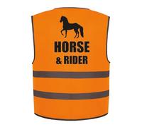 Horse & Rider Kids Hi Vis Vest Children's High Visibility Reflective Safety Waistcoat Horse Riding Equine, Add child's name to the front, Personalised