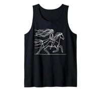 Horse Rider Line Art Woman Equestrian Drawing Design Tank Top