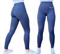Horse Rider Water Repellent Ladies Riding Tights Versatile Dry Knee Grip High Waist Phone Thigh Pocket - Navy XXL