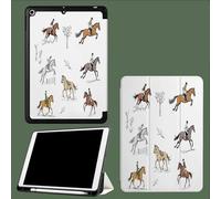 Horse Riding 10.2 inch Case for iPad 9th/8th/7th Generation Case with Pencil Holder,Tri-fold Stand Protective Cover with Auto Sleep Wake for iPad Case 10.2 inch 2021/2020/2019 Animal