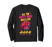 Horse riding all pretty girls walk like this women colorful Long Sleeve T-Shirt