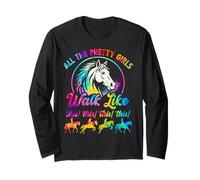 Horse riding all pretty girls walk like this women tie dye Long Sleeve T-Shirt