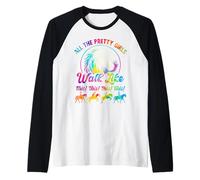 Horse riding all pretty girls walk like this women tie dye Raglan Baseball Tee