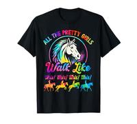 Horse riding all pretty girls walk like this women tie dye T-Shirt