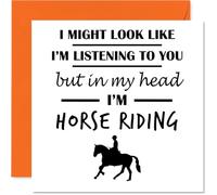 Horse Riding Birthday Card for Men Women - In my Head - Happy Birthday Card for Grandad Friend Husband Nan, 145mm Bday Greeting Cards