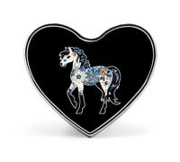 Horse Riding Floral Horses Badge Heart Shape Cute Brooch Pins Button Badges for Backpack Jackets Hats Decor
