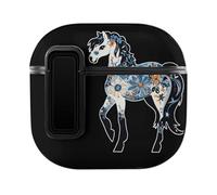 Horse Riding Floral Horses Cute Case PC Earbud Cases Protective Cover Compatible for AirPods 4