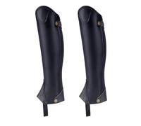 Horse Riding Half Chaps Leather Equipment Horse Riding Boots Black Equestrian Leg Guards Adjustable Foot Strap for Activities(L)