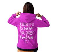 Horse Riding Hoodie, Horse Riding is My Solution for Every Problem, Equestrian Clothing, Girls Horse Gift, Horse Hoodies for Women, Hoody Top Jumper Bright Pink