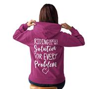 Horse Riding Hoodie, Horse Riding is My Solution for Every Problem, Equestrian Clothing, Girls Horse Gift, Horse Hoodies for Women, Hoody Top Jumper Maroon