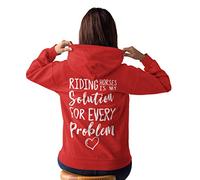 Horse Riding Hoodie, Horse Riding is My Solution for Every Problem, Equestrian Clothing, Girls Horse Gift, Horse Hoodies for Women, Hoody Top Jumper Red