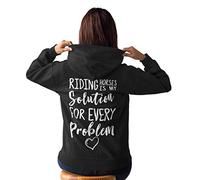 Horse Riding Hoodie, Horse Riding is My Solution for Every Problem, Equestrian Clothing, Girls Horse Gift, Horse Hoodies for Women, Hoody Top Jumper Black