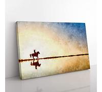 Horse Riding in The Sunlight Canvas Wall Art Print 30x20 Inch