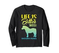 Horse Riding - Life is Better with Shetland Ponies Long Sleeve T-Shirt
