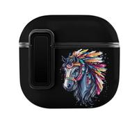 Horse Riding Native US Indian Bluetooth Headphone Case Earphone Protective Cover with Magnets Lock Compatible with Airpods 4