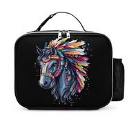 Horse Riding Native US Indian Insulated Lunch Bag Portable Lunch Container Reusable Lunch Tote Bags with Handle