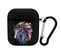 Horse Riding Native US Indian Protective Case Compatible with Airpods 1&2 Bluetooth Headset Cover Hard Shell Earphone Case
