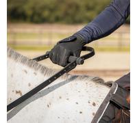 Horse Riding One-Hand Reins Leather with Rubber Handle - Black