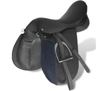 Horse Riding Saddle Set 17.5" Real leather Black 12 cm 5-in-1