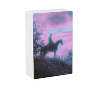 Horse Riding Silhouette Cigarette Case - Portable Cigarette Box Lightweight Holder Case for Travel Waterproof Plastic Cigarettes Boxes Pocket Size Storage Box for 20 Cigarettes