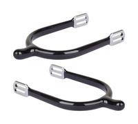 Horse Riding Spur Set for Training Use, Zinc Alloy Spur Pair with Adjustable Strap, Black Equestrian Accessory Equestrian Accessory Stable Lesson Barn Boot Mounted Strap Attached Black Metal User Gear