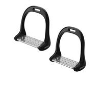 Horse Riding Stirrup Stainless Steel Non Slip Pad, Equestrian Aluminum Saddle Stirrup, Durable Lightweight Design with 5 Color Options for Riders, Thick 120mm Wide Foot (Black)