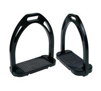 Horse Riding Stirrups Metal Hose Saddle Stirrup With Rubber Pad, Safety Knee Ankle Protection Pain Stress Relief(Black)
