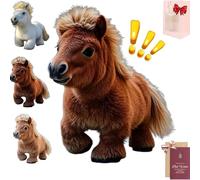 Horse Robot, Walking Toy Electric Interactive Smart Simulation Horse, Electronic Plush Companion, Soft Robotic Pet for Boys Girls, Birthday, Cuddly Kids Robot Pet, Touch-Sensitive Ponys Toy, Coffee