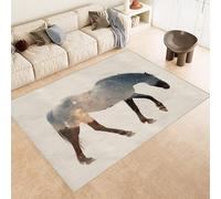 horse Rugs Living Room Starry Forest Area Carpet Non-Slip Carpet, Low Pile, Non-Shedding, Traditional Oriental Printed Design, Dining Room, Home Office, Bedroom (140x200cm)