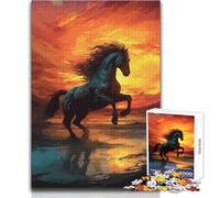 Horse Running at Sunset Hard Jigsaw Puzzle for Adults 1000 Pieces Educational Mind Challenge Game Unique Gift with Sentimental Value Size 38x52cm