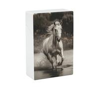 Horse Running by The Water Cigarette Case - Waterproof & Crush Proof Cigarette Holder Case for 20 King Size Cigarettes, Portable Pocket Size Travel Box for Men & Women