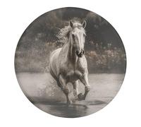Horse Running by The Water Fridge Magnets for Home, Magnetic Refrigerator Sticker for Whiteboard, Circle Waterproof Fridge Magnet for Refrigerator, Locker, Car Garage, Office Decor 1 PCS