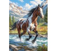 Horse Running in A River at Sunset 1000 Piece Jigsaw Puzzle for Adults Wildlife Plant Jigsaw Afternoon Tea Companion Brainteaser Perfect Holiday Present Stylish Home Decor 1000 PCS