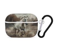 Horse Running in Field AirPod Pro Case, Anti Scratch Hard PC Cover with Keychain, AirPod Pro 2nd/1st Case Accessories for Women Men, White-Style