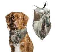 Horse Running in Field Dog Bandanas for Feeding Grooming, Triangle Pet Bibs Washable Pets Scarf for Cats & Dogs